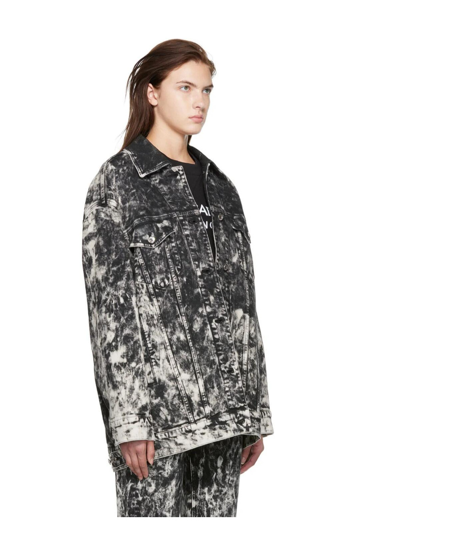 Dolce & Gabbana Marbled-print Denim Jacket In Black