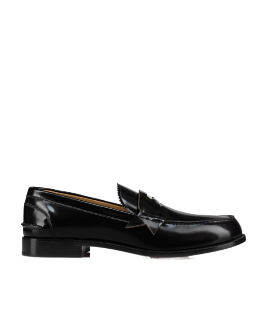 Christian Louboutin Penny Loafers In Black Leather In Black