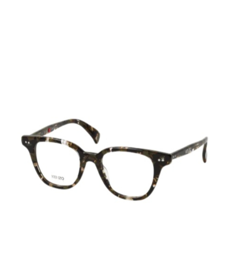 Kenzo Camouflage-pattern Round-frame Glasses In Black