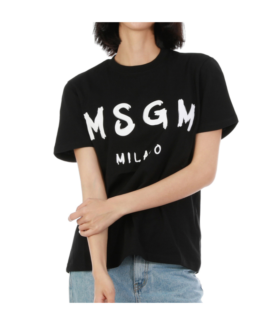 Msgm Black Printed T-shirt In Black