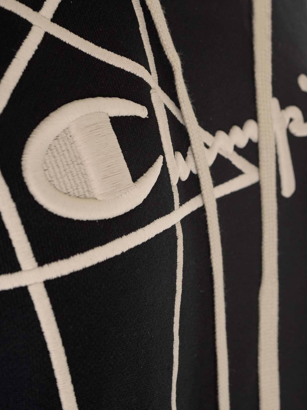 Rick Owens Logo-embroidered Organic-cotton Hoodie In Black