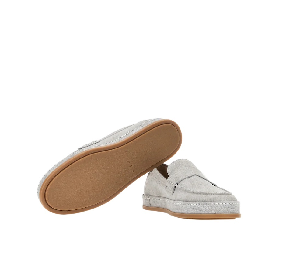 Hogan Almond Toe Loafers In Gray