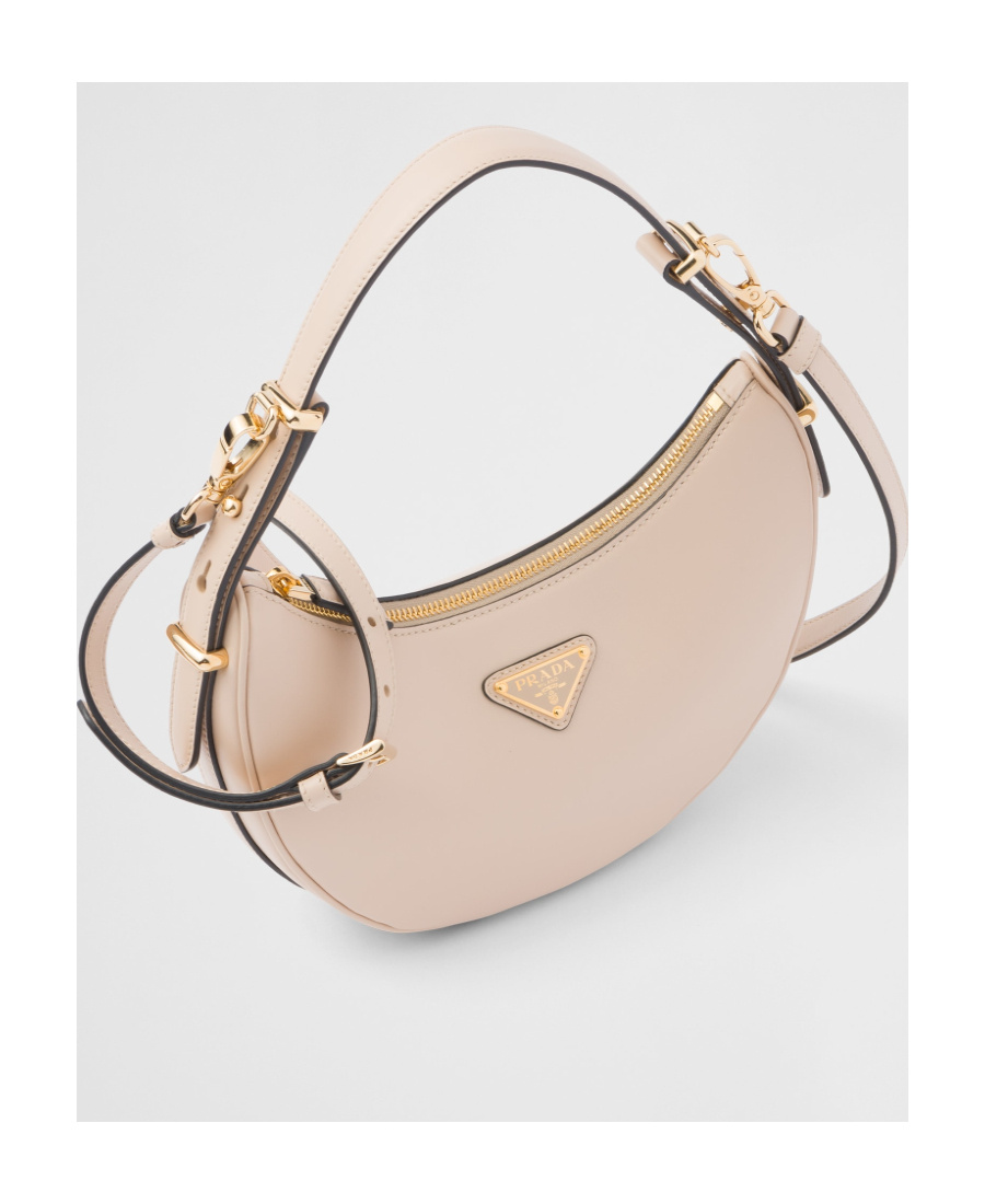 Prada Arqué Leather Shoulder Bag In Nude