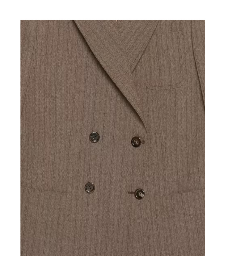 Gucci Double-breasted Herringbone Blazer In Brown