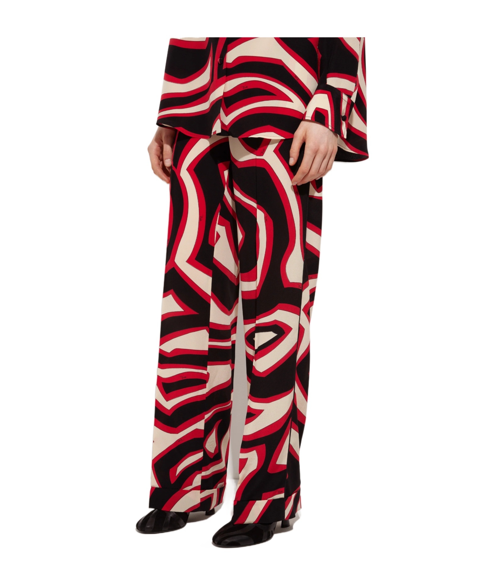 Pucci Labirinto Print Silk Pajama Trousers In Red