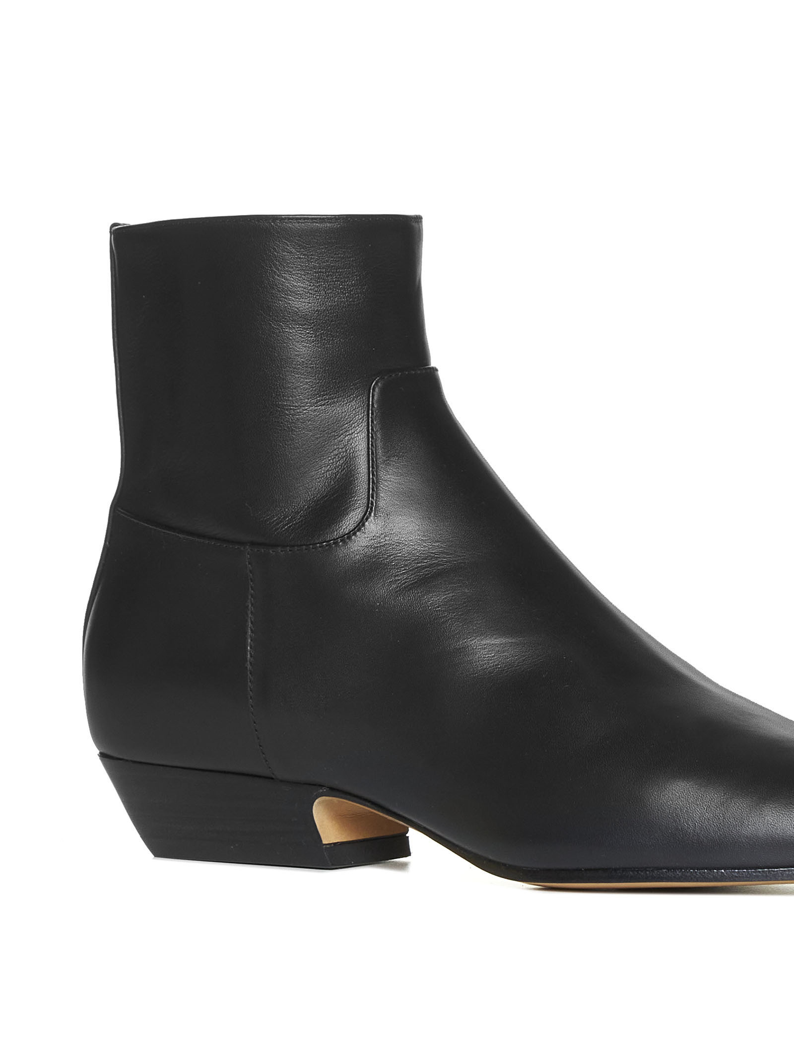 Shop Khaite Marfa 30mm Leather Ankle Boots In Black