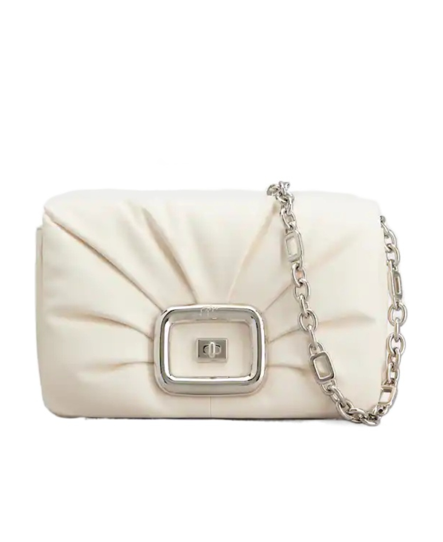 Roger Vivier Viv' Choc Bag In Leather In Nude