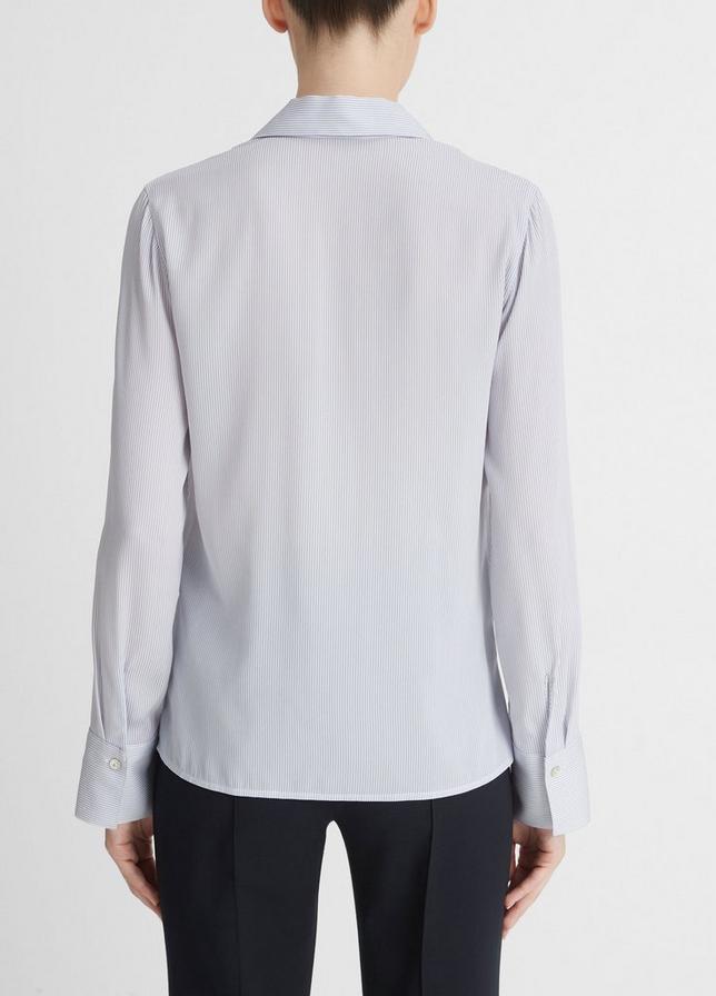 VINCE MICRO-STRIPE SILK-SATIN SHIRT
