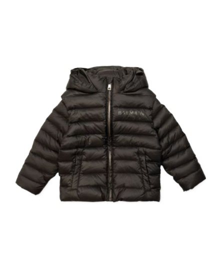Balmain Logo Printed Padded Jacket In Black