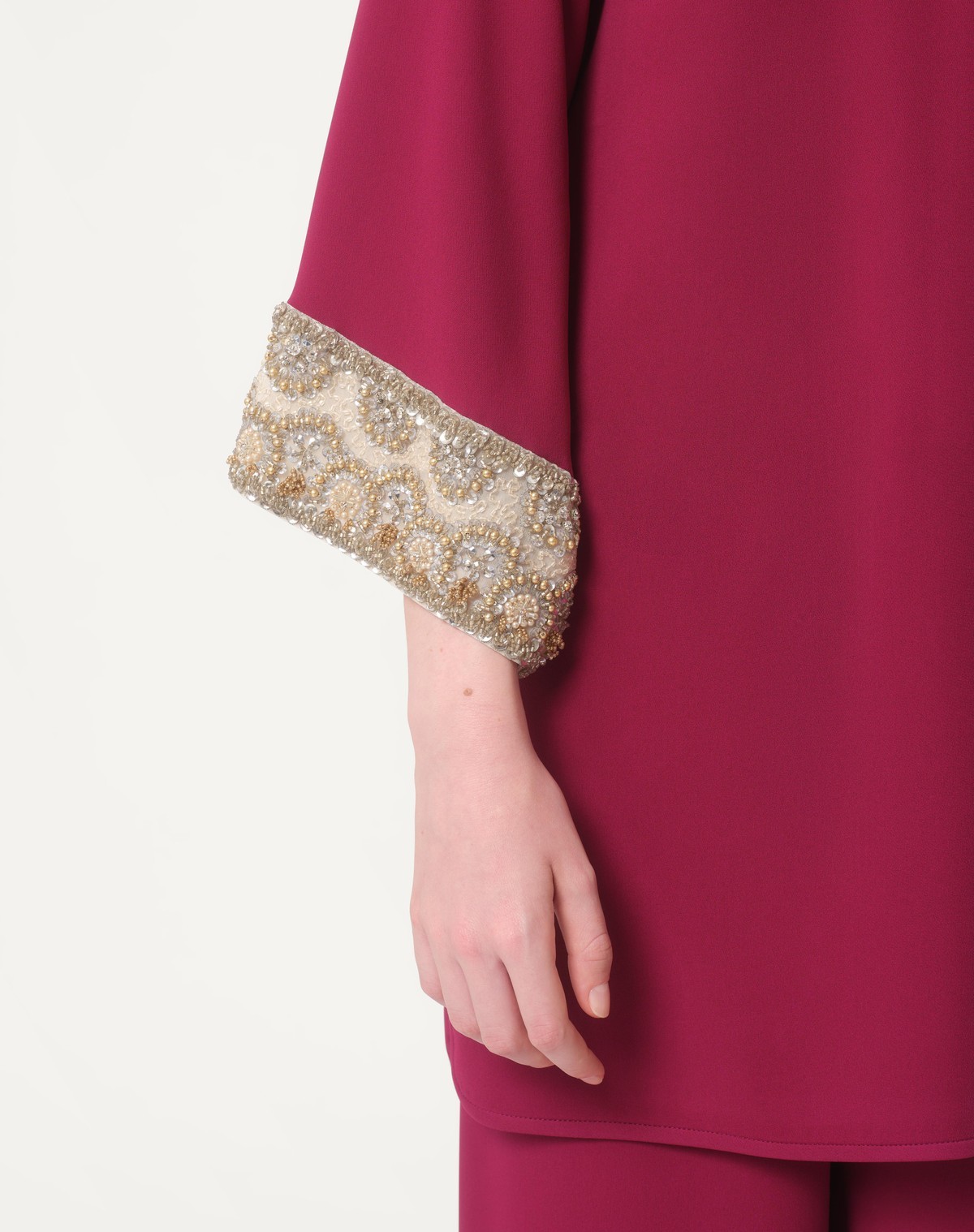 Valentino Womens Phalaris Magenta Cady Couture Embroidered Silk Top In Red