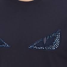 Fendi Dark Blue Round-neck T-shirt In Blue