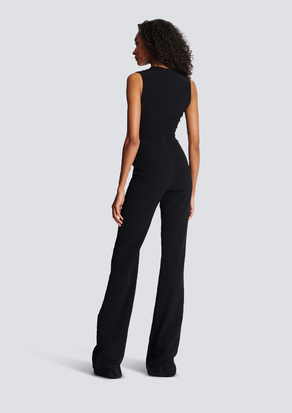 BALMAIN SLEEVELESS FLARED JUMPSUIT 