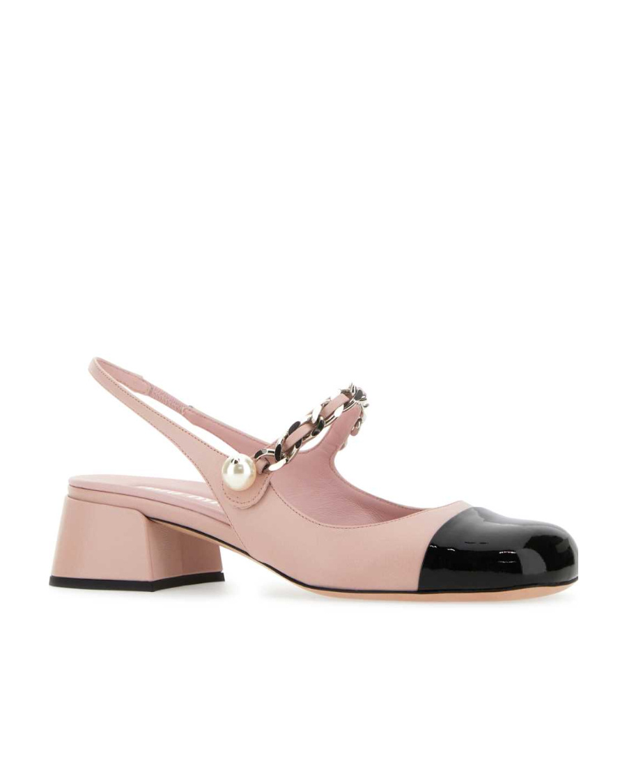 Miu Miu Mary Jane Cap Toe Slingback Pump In Nude
