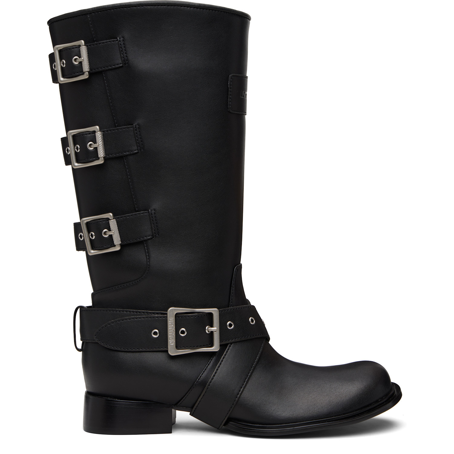 Untitlab Black Buckle Medium Boots In Black