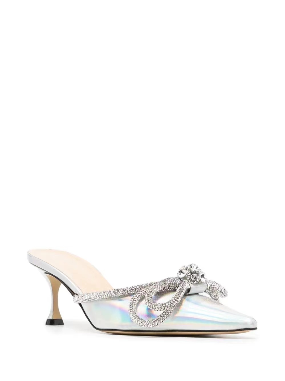 Mach&mach Magic Silver Bow High Heels In White
