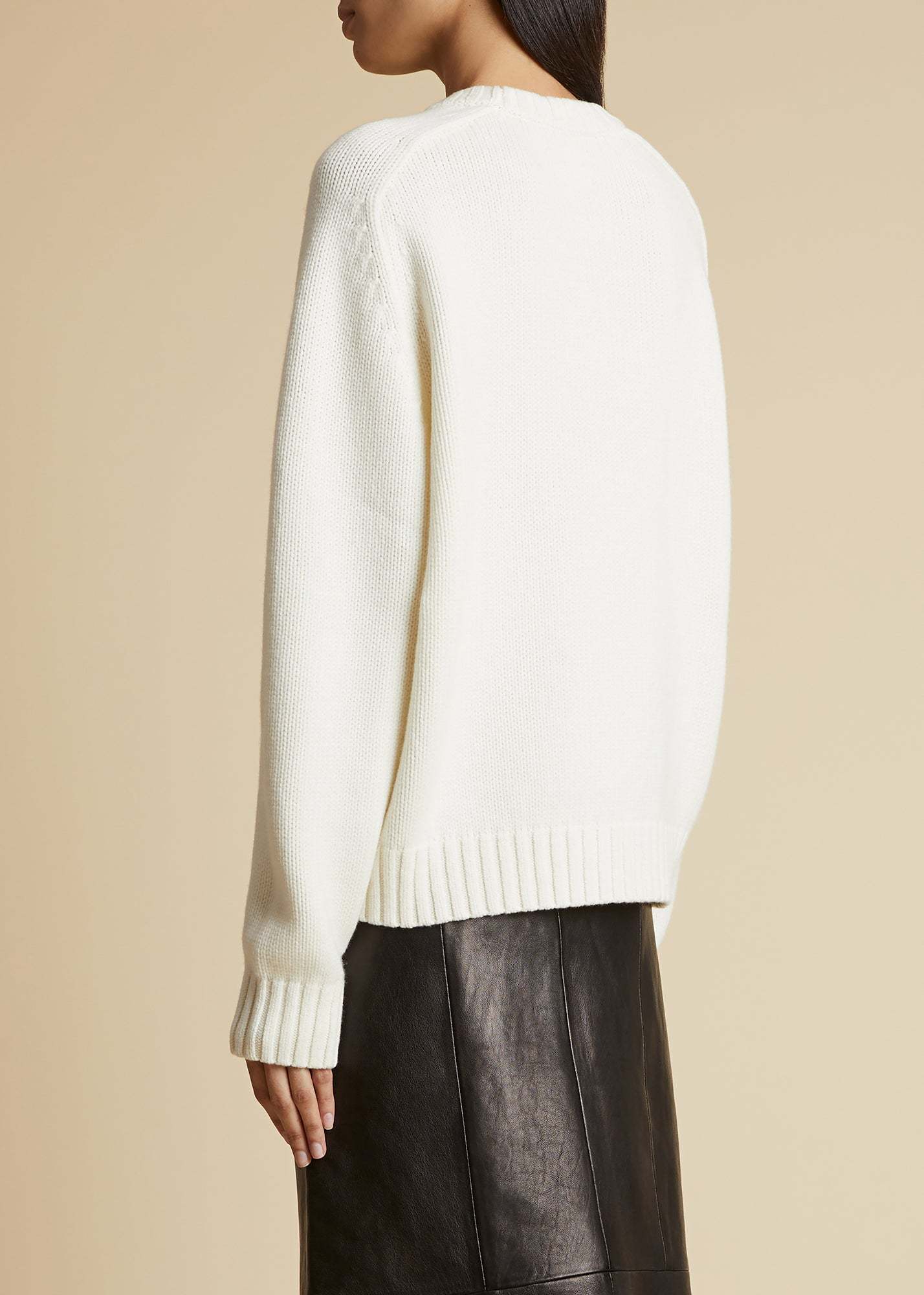 Khaite Long-sleeved Crewneck Jumper In White