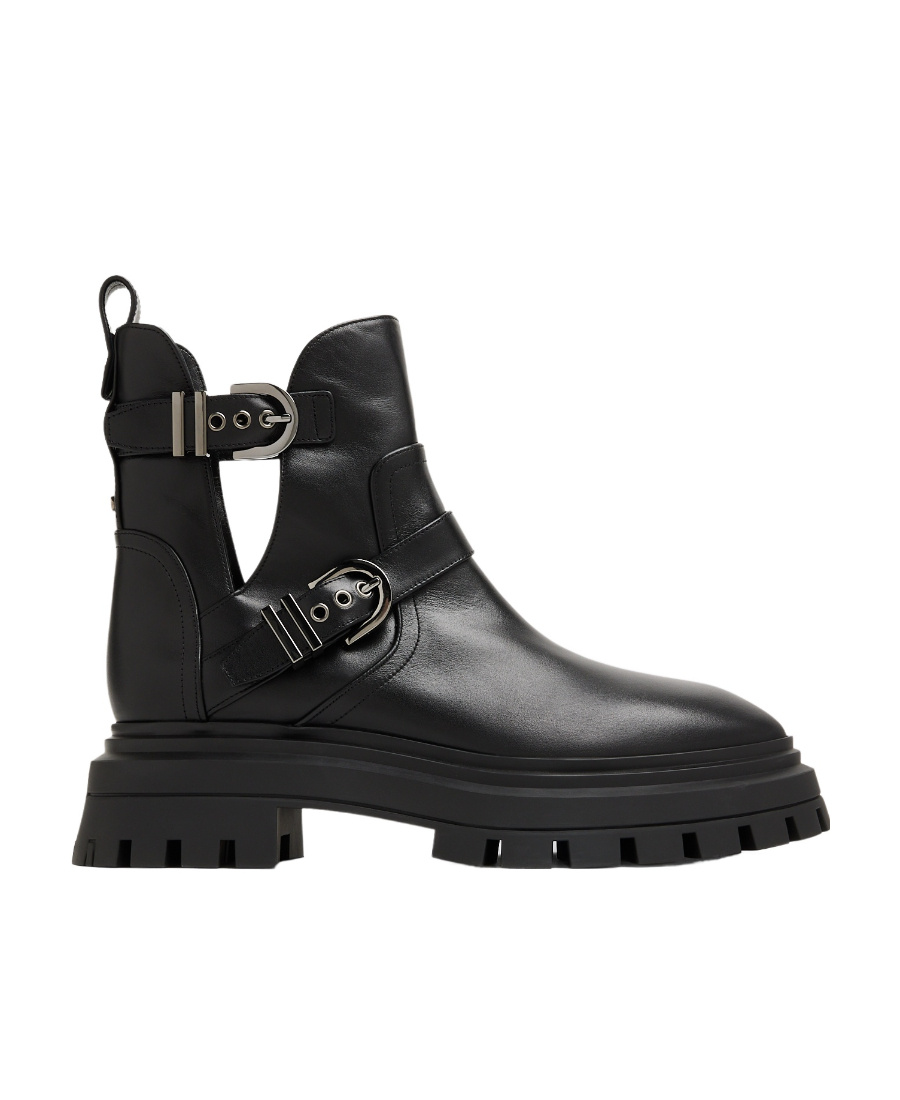 Stuart Weitzman Maverick Bedford Moto Leather Boots In Black
