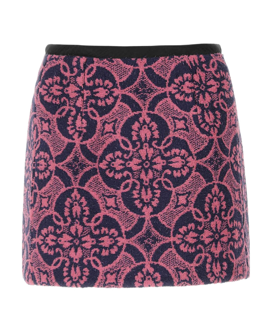 Marine Serre Embroidered Cotton And Polyester Mini Skirt In Black