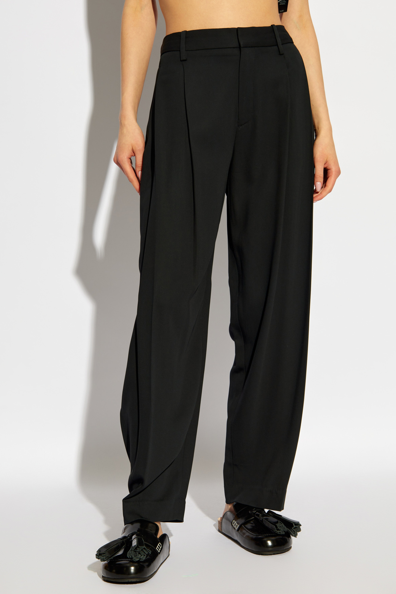 Rag & Bone Pleat-detailing Tapered-leg Trousers In Black