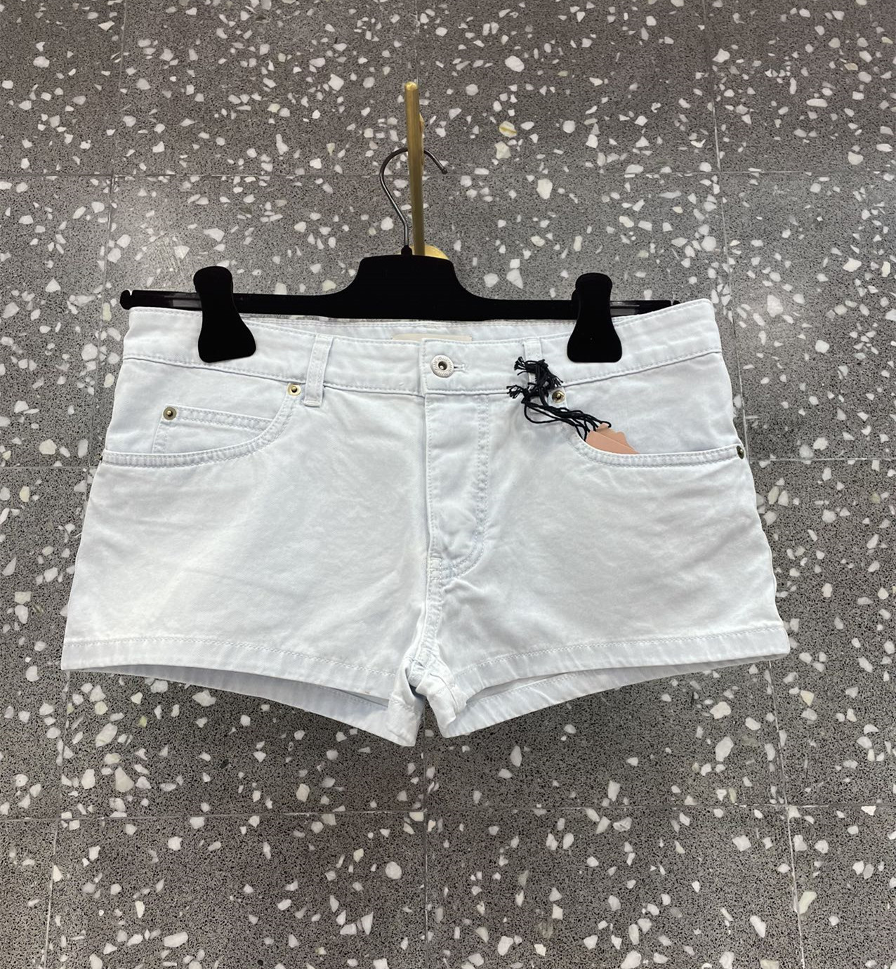 Miu Miu Logo Denim Shorts In White