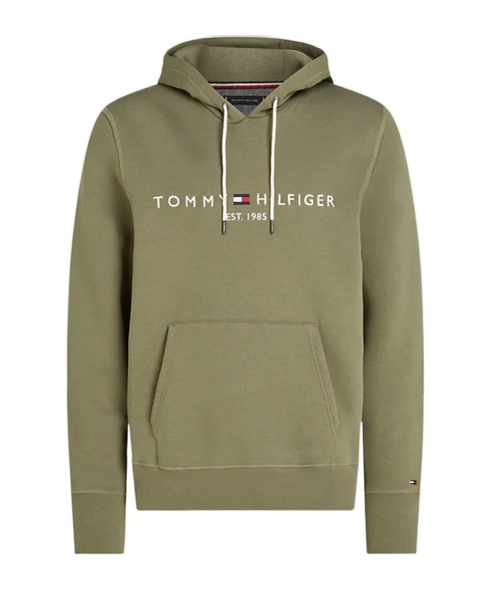 Tommy Hilfiger Drawstring Logo Embroidered Hoodie In Gray