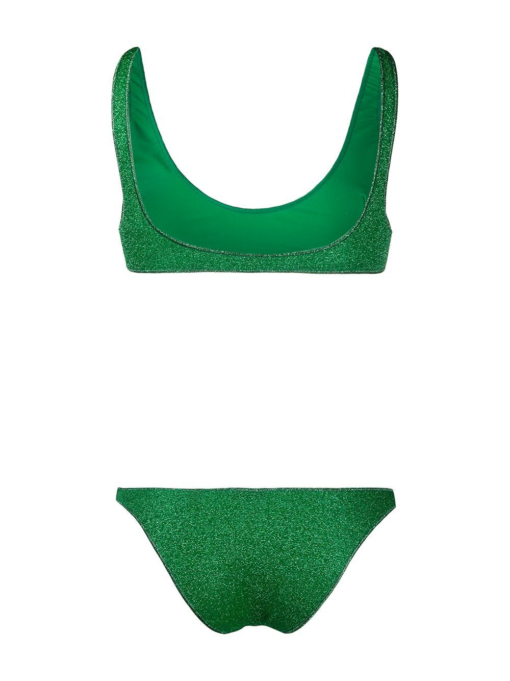 Shop Oseree Metallic Effect Bikini Set In Green