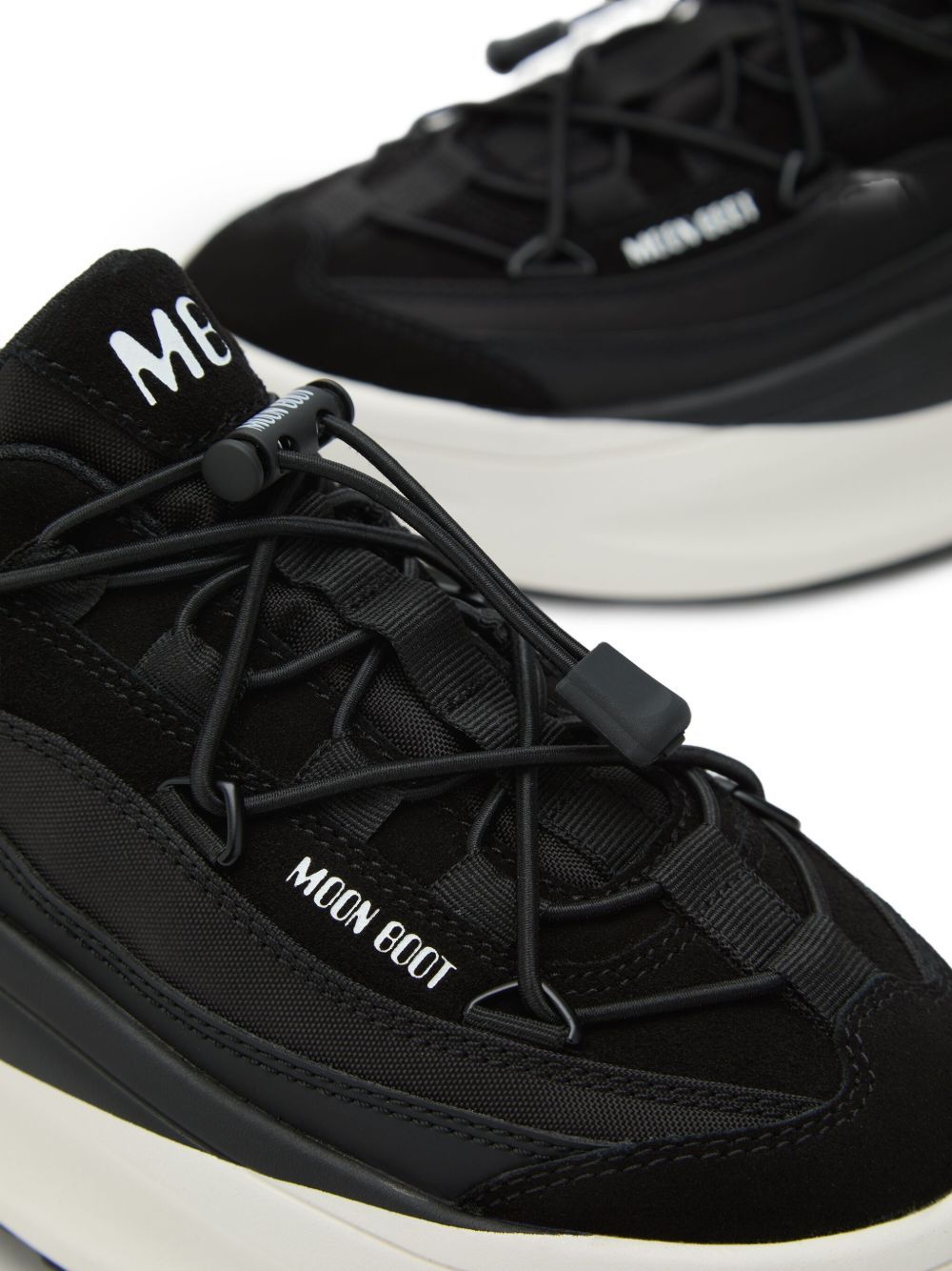 Moon Boot Blackwhite Round Toe Sneakers In Black