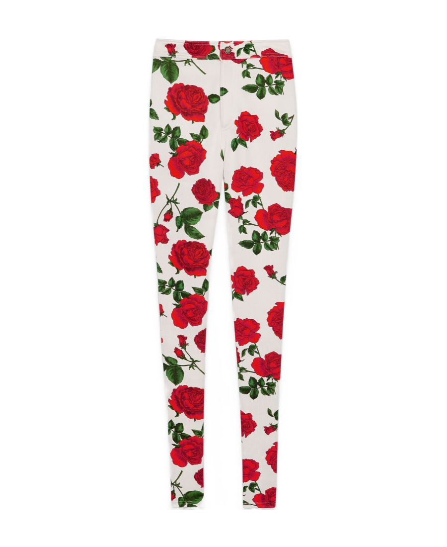 Saint Laurent Slim-fit Pants In Silky Rose Jersey In White