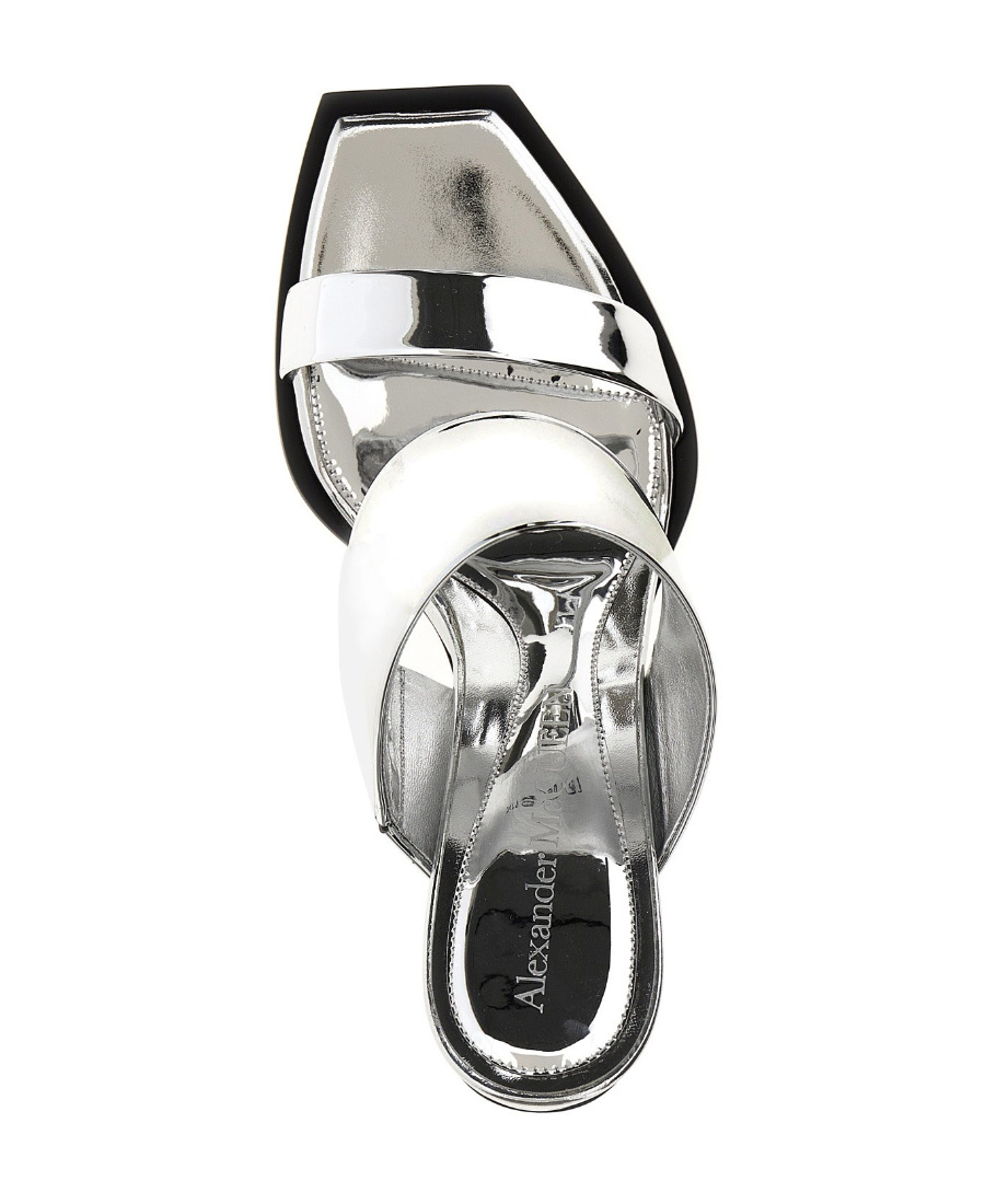 Alexander Mcqueen Square-toe Wedge-platform Sandals In White