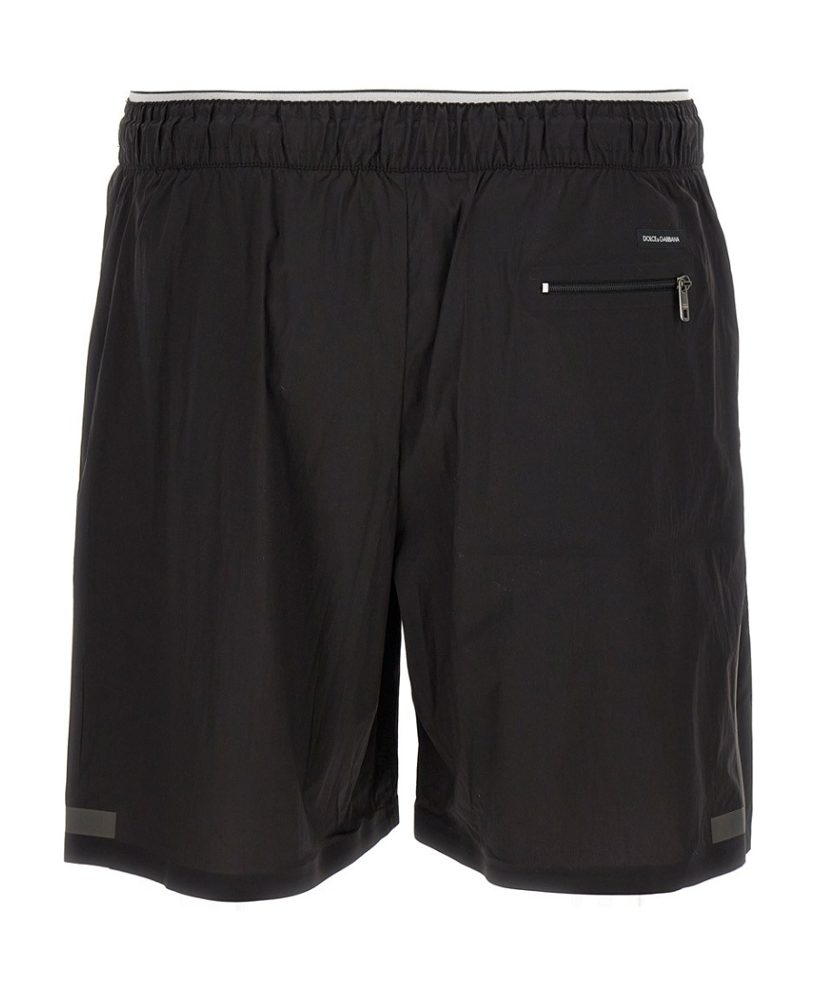Dolce & Gabbana Thigh-length Monogram-print Swim Shorts In Black