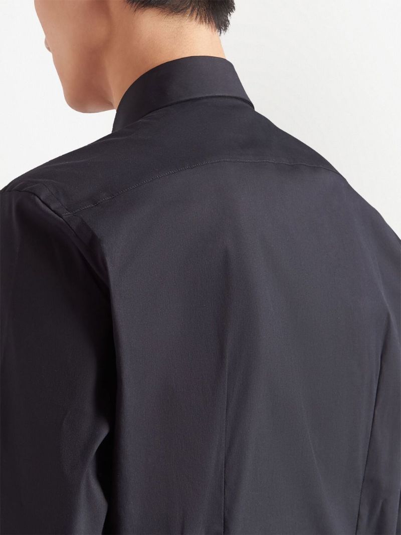 Prada Men's Classic Stretch Poplin Sport Shirt In Black