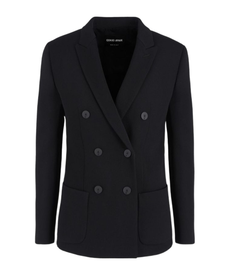 Giorgio Armani Double-breasted Tailored Blazer With Notched Lapel In Black