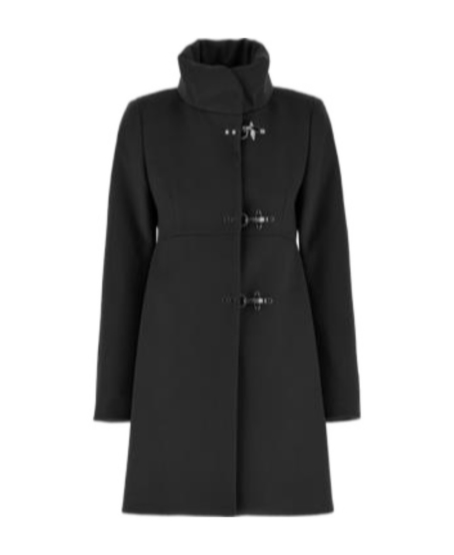 Fay Collar Sleeve Length Trim Coat In Black