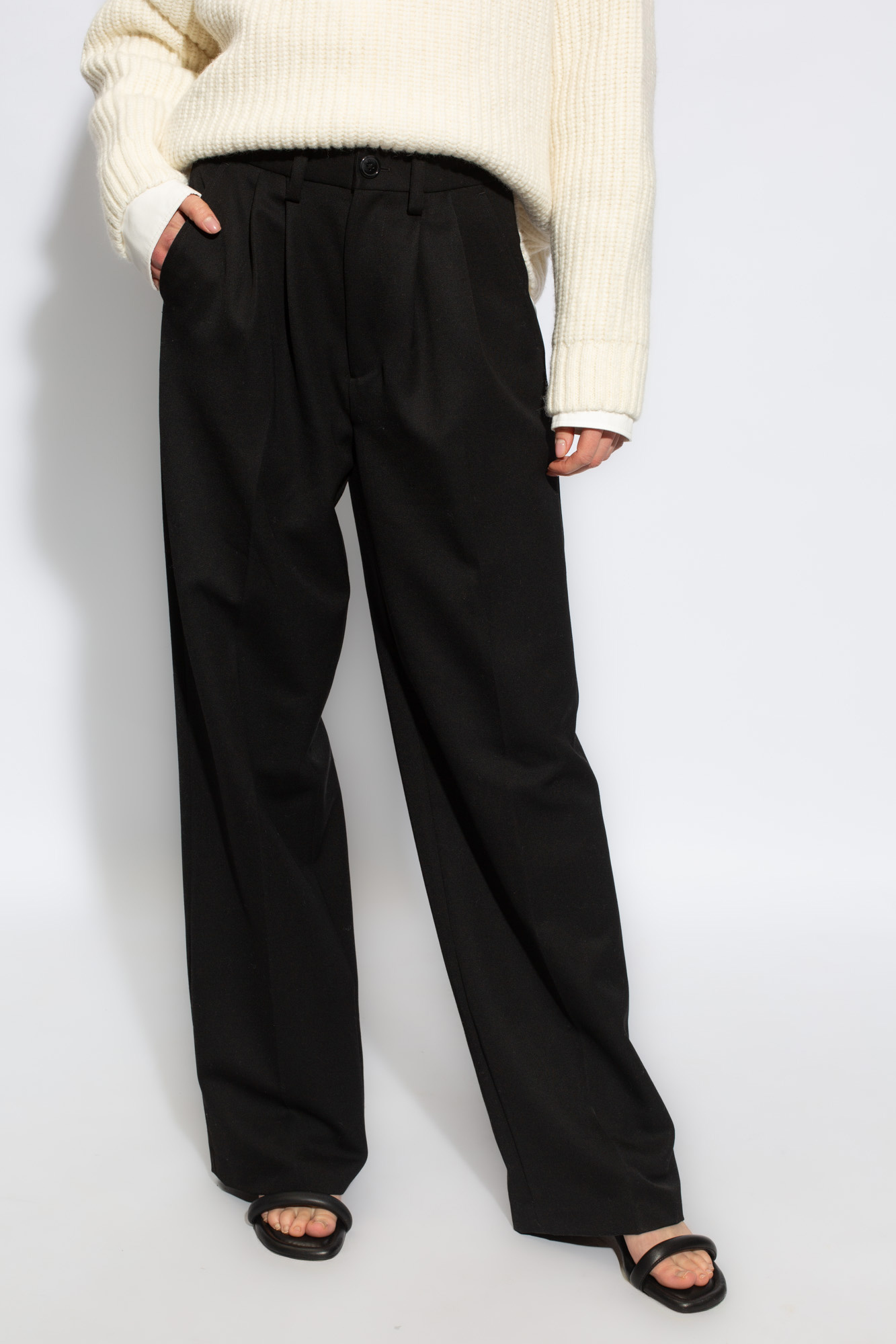 ANINE BING CARRIE WIDE-LEG WOOL TROUSERS