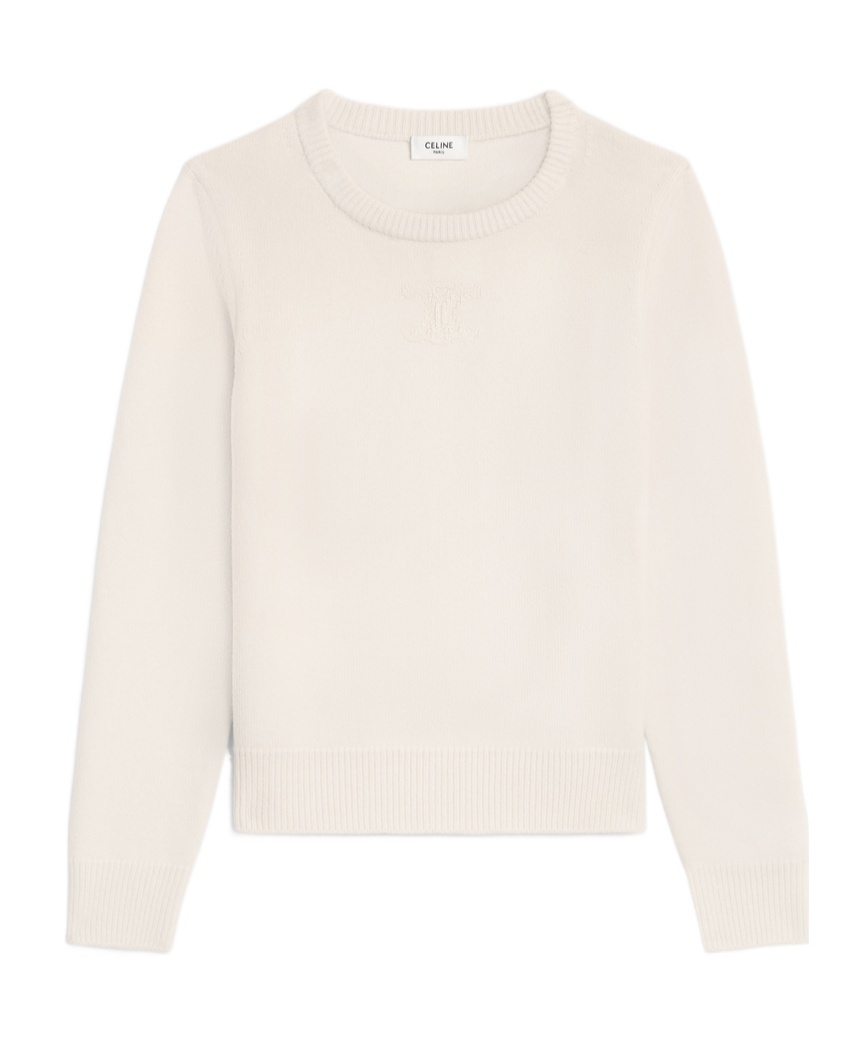 Shop Celine Crew Neck Sweater In Heritage Cashmere In Nude