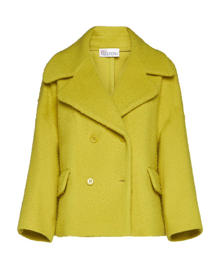 Red Valentino Double-breasted Lapel Casual Jacket In Yellow