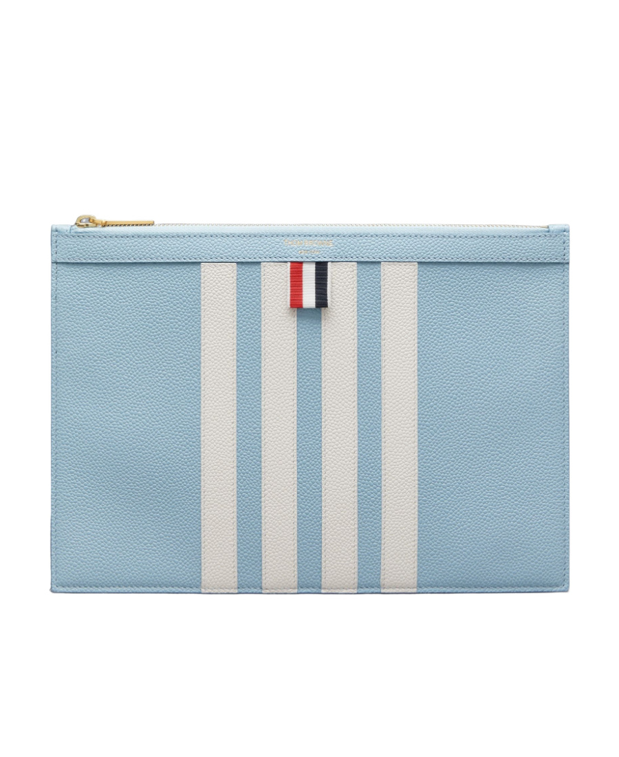 Thom Browne 4-bar Detailed Clutch Bag In Blue