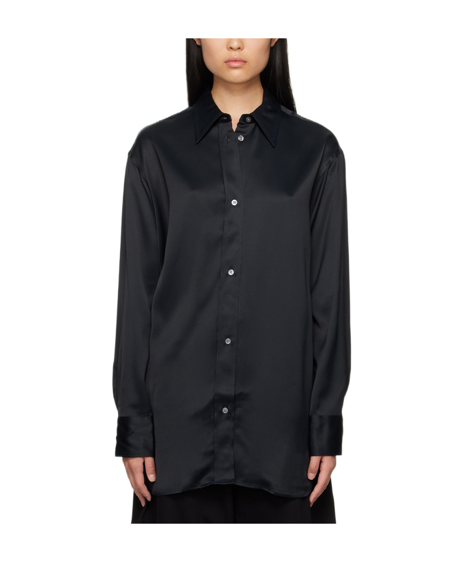 Studio Nicholson Woman Shirt Black Size 3 Viscose In Black