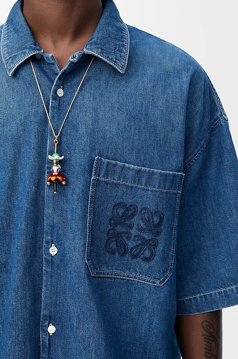 Loewe Short Sleeve Shirt In Light Blue