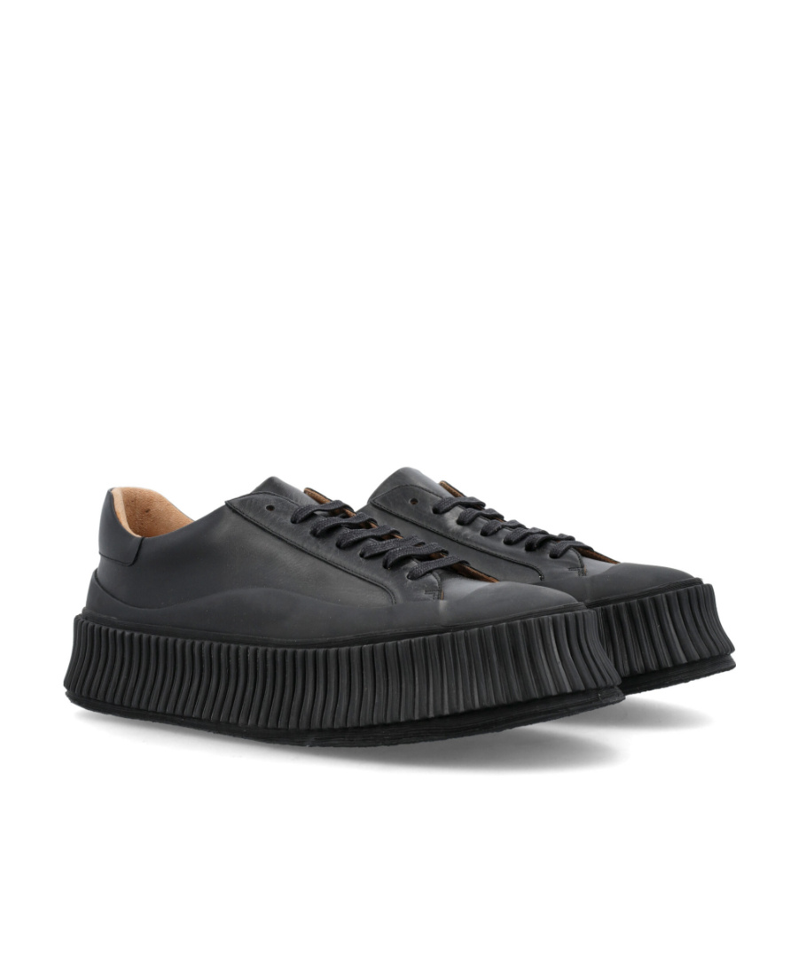 Jil Sander Leather Low-top Sneakers In Black