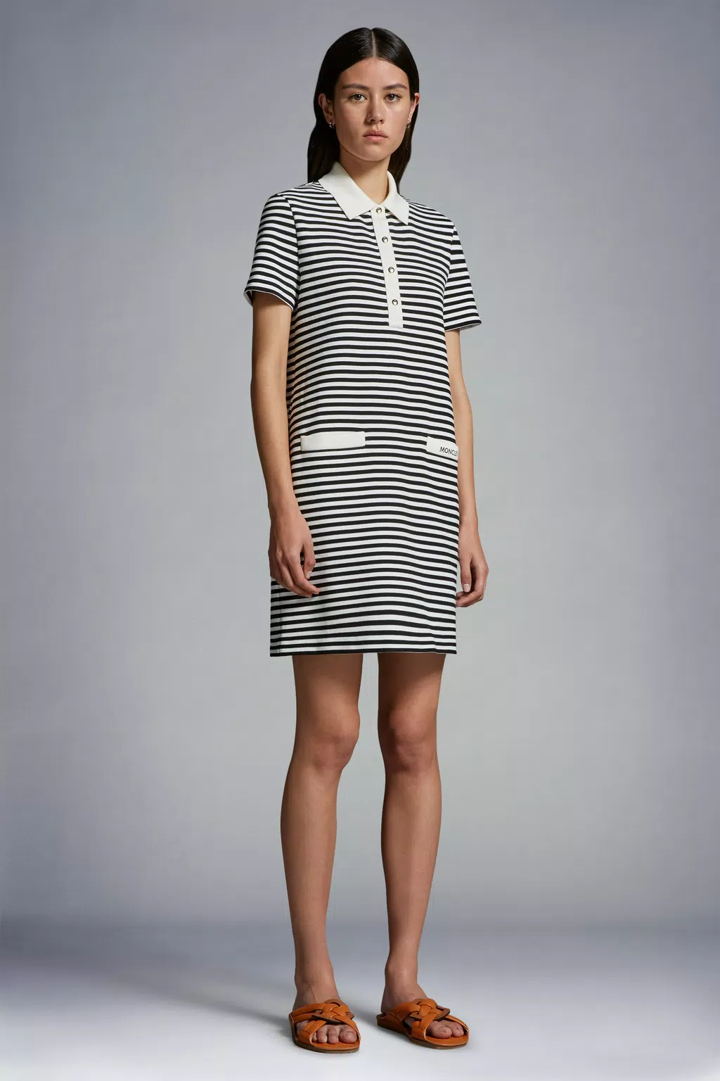 Moncler Polo Shirt Mini Dress In Black