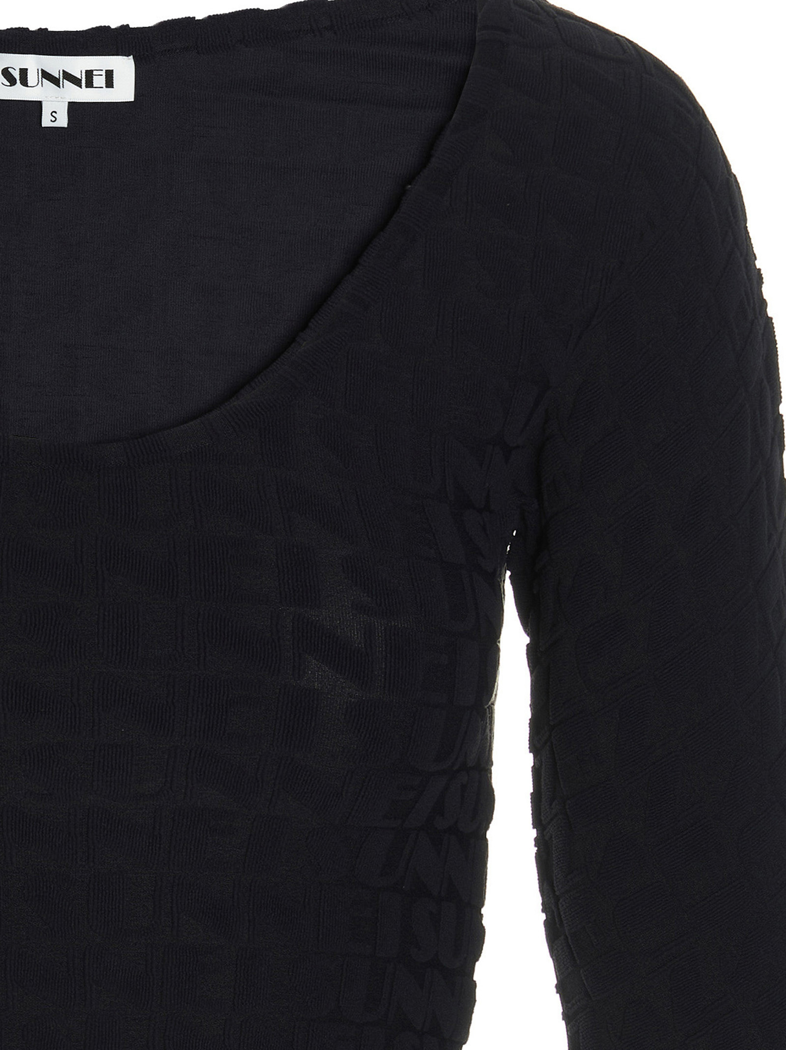 Sunnei Long-sleeved Blouse With Round Neck In Black