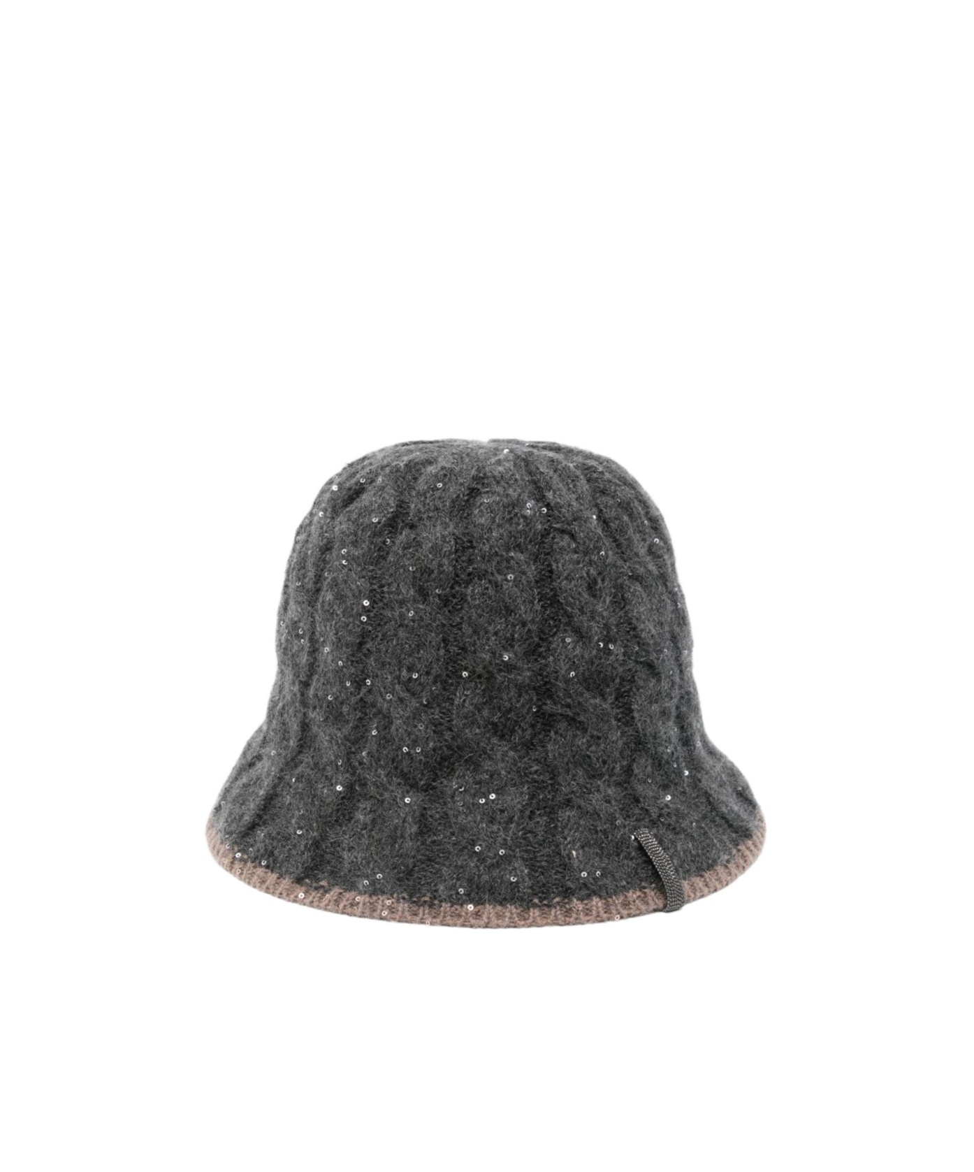 Brunello Cucinelli Sequin-embellished Cable-knit Bucket Hat In Gray