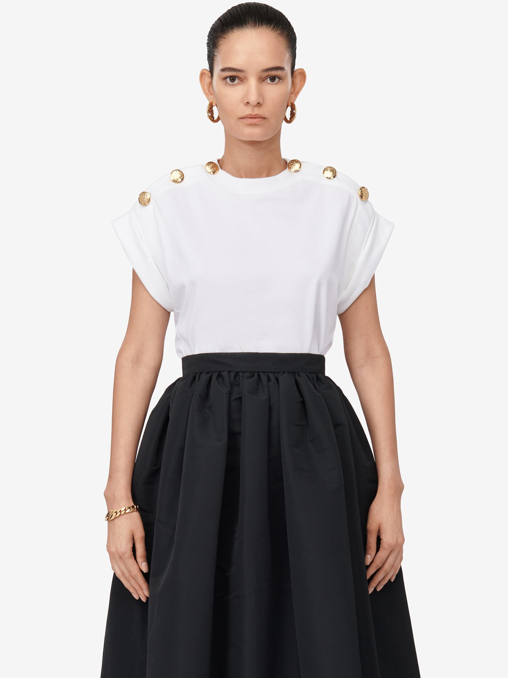 Alexander Mcqueen Seal Button-embellished T-shirt In White