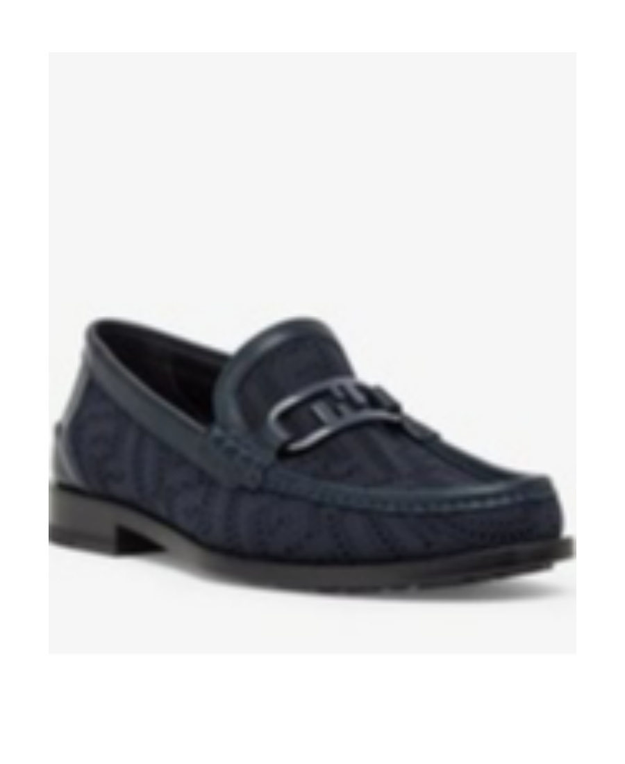 Fendi Blue Knit Loafers In Black