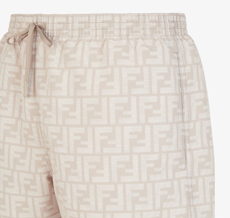 FENDI BEIGE FF NYLON SWIM SHORTS