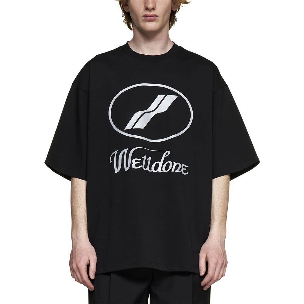 We11Done ♥ Well Done T-Shirt /追跡付 We11 Done Destroyed Reverse Logo Cotton T-shirt In Black