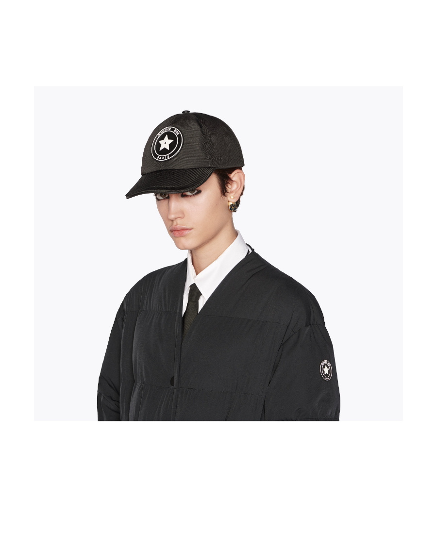 Dior Nylon Baseball Cap With Rubber Logo Patch In Black