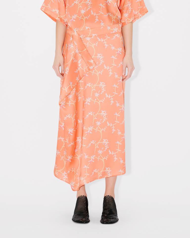 Kenzo ' Jungle Flower' Midi Skirt In Silk In Pink
