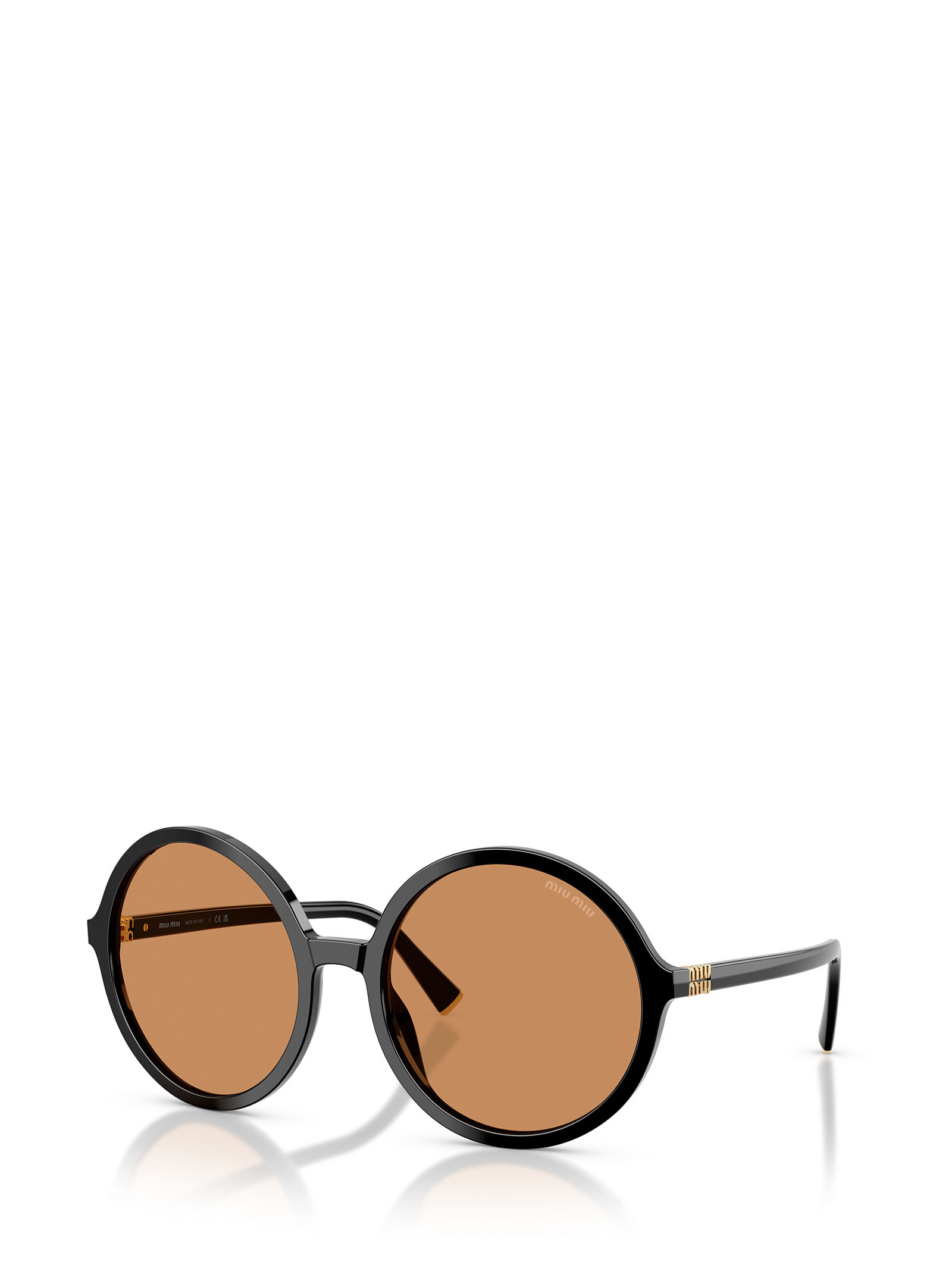 Miu Miu Round Frame Sunglasses In Brown